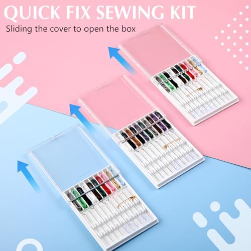 MTLEE 14 Boxes 140 Pieces Quick Fix Sewing Kit, Easy Pre Threaded Needle