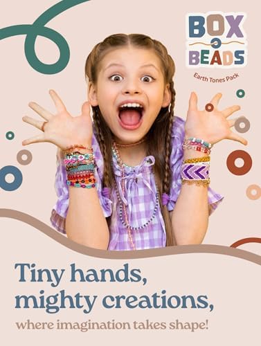 Box-O-Beads Earth Tones Bracelet Making Kit – 8,550 Clay Beads Friendship Bracelet Making Kit with 36 Earth Tone Colors, Charms & Jewelry Supplies – DIY Jewelry Kit for Teen Girls, Kids & Adults