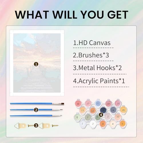 Beach Paint by Number Adult Paint by Numbers Kits for Adults 20x16in | Canvas Paint by Numbers for Adults Sunrise,Adult Paint by Numbers Beach for Gifts and Home Wall Includes All Supplies
