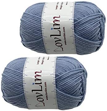 Yarn Pack, 2 skeins of 50g Each, Soft Cotton Yarn for Crochet and Knitting, Craft DK Amigurumi Yarn (Light Grey)