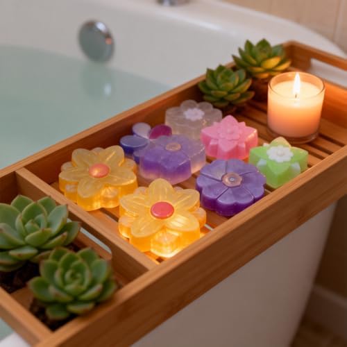 Silicone Soap Molds 3 Pack 6 Cavities Different Flower Shapes Silicone Mold for Handmade Soap Bath Bombs Lotion Bar Candle Chocolate Desserts Biscuit Pudding Teacake Jelly