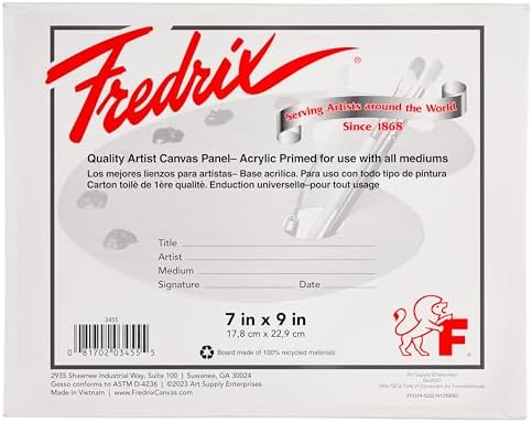 FREDRIX Artist Series Primed Canvas Panels, 7" x 9", Pack of 12