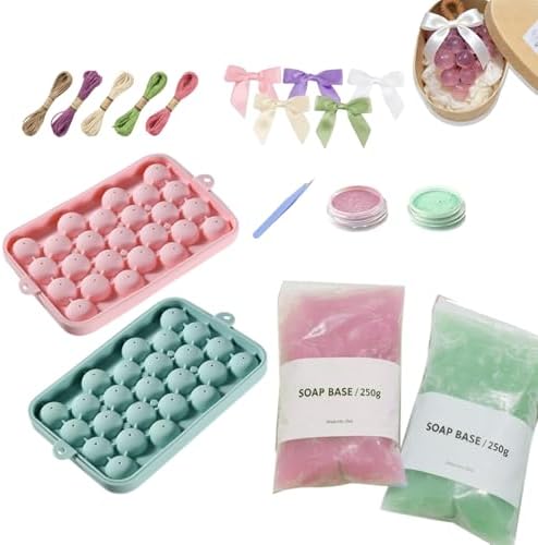 DIY Grape Soap Making Kit for Beginners, Complete Handmade Craft Set with Molds, Mica Powder, Natural Soap Base & Tweezers, Colorful Twine Ropes & Decorative Bows, Home Decor, Gift Ready