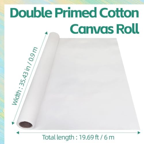 35.43in ×19.69ft Double Primed Cotton Canvas,Large Canvas Roll for Painting