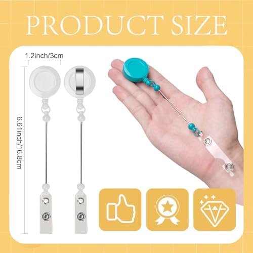 30 Pcs Beadable DIY Badge Holder Set Heavy Duty Retractable Keychain Badge Reel Clips ID Name Badge Clip with Belt Clip Blank Jewelry DIY Gift for Office Worker Doctor Nurse Employee Supplies