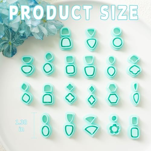 Tainsky 20 Shapes Embedded Polymer Clay Cutters - Gem Studs Clay Jewelry Making Tools, Earring Cutters (Studs)