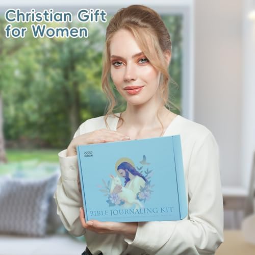 XKDOUS 50 Bible Study Supplies Journaling Kit with Journal and Case, Blue