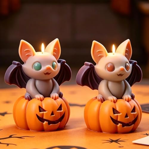 Wehous Halloween Resin Molds, Cute Bat Pumpkin Candle Soap Mold, Halloween Ornament Silicone Molds for Epoxy Resin Casting Clay, 3D Pendant Keychain Wall Hanging Craft Mold (Bat Pumpkin)