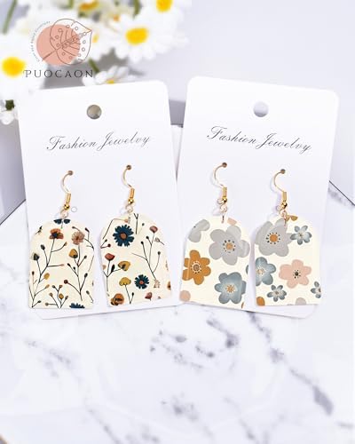 Puocaon Flower Clay Transfer Paper - 18 Pcs Colorful Floral Transfer Sheets for Polymer Clay Jewelry for Flower Earrings Design