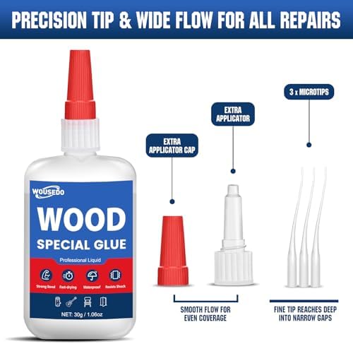 WOUSEDO Wood Glue 30g, Fast Drying Strong Adhesive for Wood Repair