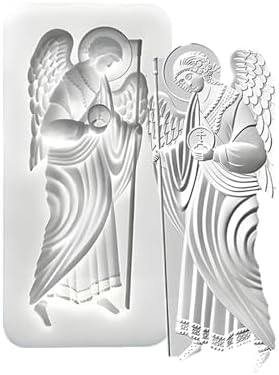 Angel Relief Silicone Molds, Ancient Greece Goddess Fondant Molds, Virgin Mary Goddess of Justice Shaped Chocolate Baking Molds for Cake Biscuit Soap Sugar Dessert Decoration Resin Clay Set of 4