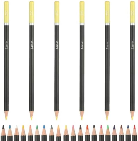 PATIKIL Colored Pencils, Lemon Yellow Color Drawing Pencils with Oil-Based Cores Art Scrapbook Supplies for Adult Coloring Books Artists Beginners Drawing Sketching, 6 Pcs