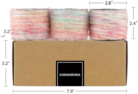Artisanal Yarn Collection Multifiber Fancy Yarn for Knitting Crocheting Crafts DIY, Set of 3 Rolls(112 Candy Floss Carnival)