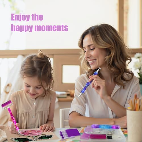 Huanlys Diamond Painting Pens, Diamond Art Pen Tools Accessories Kit with Thin Screw Steel Metal Tip Nibs, Roller for Art Crafts & Nail Art, Comfort Grip and Faster Drilling