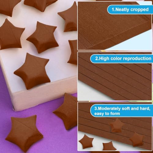 FoDau770 Solid Color Star Paper Strips - 360 Sheet, Dark Brown