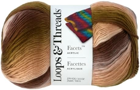 Loops & Threads Facets Yarn - Yarn for Knitting, Crochet, Weaving, and Arts & Crafts - Toffee, Acrylic, 3.5 oz