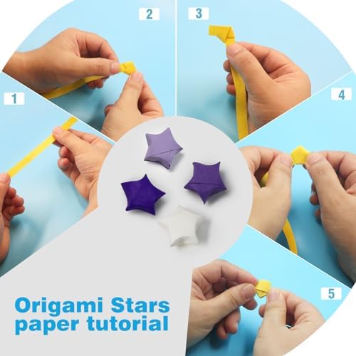 FoDau770 Solid Color Star Paper Strips - 1080 Sheet, Purple Series