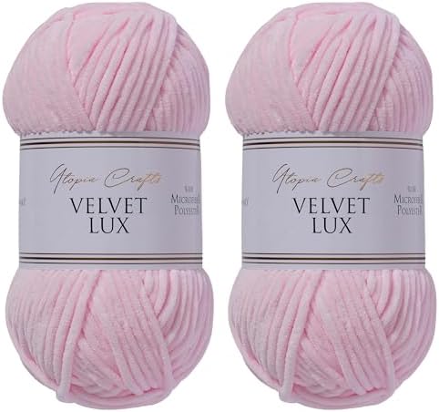 Velvet Lux Chenille Super Soft Chunky Yarn for Knitting and Crochet 2X 100g / 3.52oz (Pink Swan, 2 Pack)