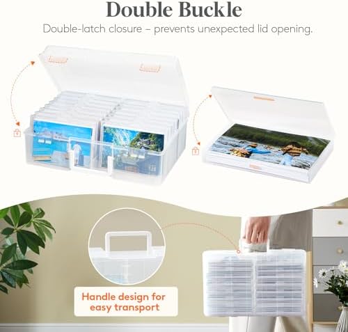 Lifewit 16 Pcs Photo Storage Box for 4"x 6" Pictures, Acid-Free, Clear