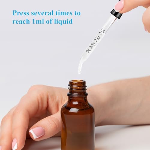 Eye Dropper, 1mL Glass Liquids Pipette Dropper Tool with Measurement Herain