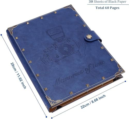 ZEEYUAN DIY Scrapbook Photo Album 60 Pages PU Leather Memory Photo Book 8.5x11 inch, Vintage Family Scrap Book Travelling Journal Scrapbook Scrapbooking Kits Gift for Couples Anniversary Birthday