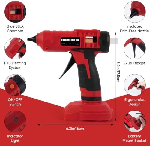 100W Cordless Glue Gun for CRAFTSMAN V20 20V Battery Users – Heats in 60s, Anti-Drip Nozzle, Low Voltage Protection, 20 Glue Sticks | Crafts, Home Repair, Holiday Decor, Floral