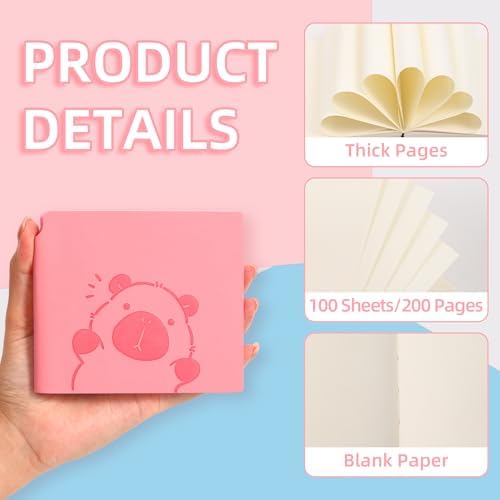 3 Pack Mini Capybara Blank Notebook Cartoon Pocket Unlined Sketchbook