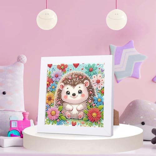 Hedgehog Diamond Art Painting Kits for Kids with Frame Ages 8-12 (7x7 in)