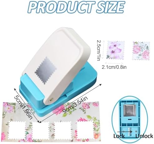 1X0.8inch Rectangular Postage Stamp Puncher, Rectangle Lever Action Stamp Punch for Paper Crafting Scrapbooking, DIY Card Making Arts Crafts Supplies