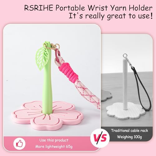 RSRIHE Portable Wrist Yarn Holder- 3D Printed Sakura Crochet Holder for Knitting. Perfect for Travel and on-The-go Crocheting. Comfortable Handmade Tool for Yarn Lovers