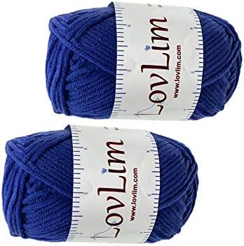 Yarn Pack, 2 skeins of 50g Each, Soft Cotton Yarn for Crochet and Knitting, Craft DK Amigurumi Yarn (Navy Blue)