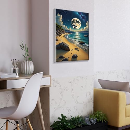ATDMS Moon Paint by Numbers Kit for Adults with Frame 8x12 Inch