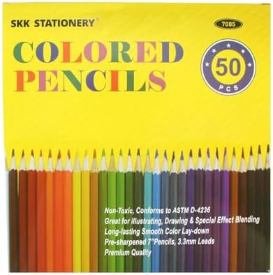 SKKSTATIONERY 50Pcs Colored Pencils | 50 Vibrant Colors, Drawing Pencils for Sketch, Arts, Coloring Books, Back to school