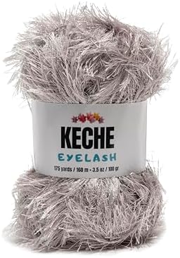 Eyelash Fun Fur Yarn - Premium Soft Crochet Yarn DIY Hand Knitting 100% Polyester 175 Yds 3.53 Oz - Grey