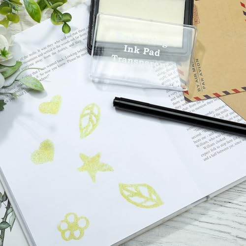 LemonSecret 4 Pcs Emboss It Kit Included 2 Clear Embossing Ink Pad 2 Embossing Pen White Stamp Ink Pad Emboss Kit for Paper Scrapbooking Crafts