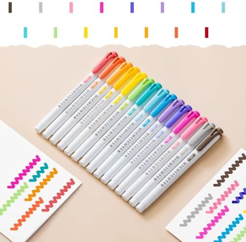15 Count Dual-Tip Highlighters, Pastel Colors Fine & Bold Tip, Quick-Dry Non-Bleeding Highlighter Markers for Bible Journaling,School,Office,Notes (15 colors highlighters - Starry Sky Color)