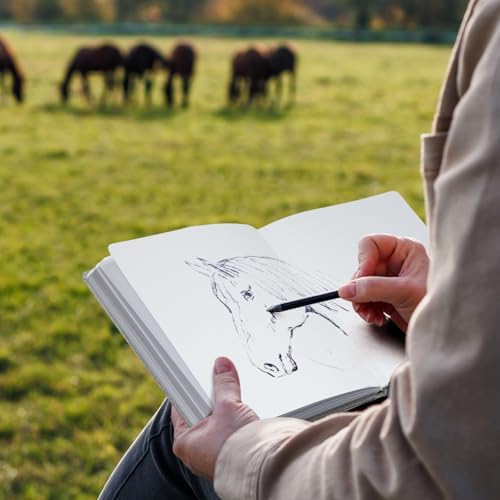 Vienrose 8.7"x5.7" Sketch Books, Linen Cover Sketching Book with Acid-Free Paper, 111lb/180gsm Drawing Pad for Kids, Beginners & Professionals, Art Supplies for Adults & Students(Brown, 60 Sheets)