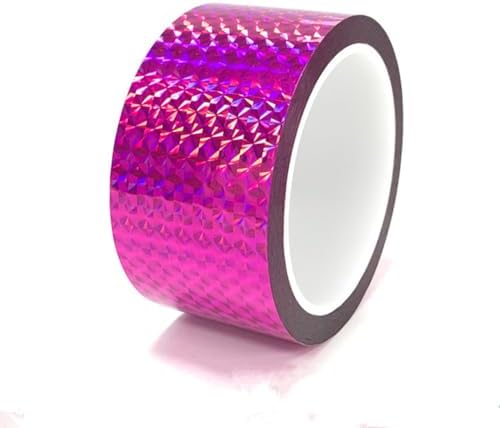 Self-Adhesive Holographic Reflective Tape Prism Tape Holographic Reflective Tape for Keep Birds Away, Craft Projects, DIY Art, Home, Daily Use (Pink, 2 Inch x 55 Yard)