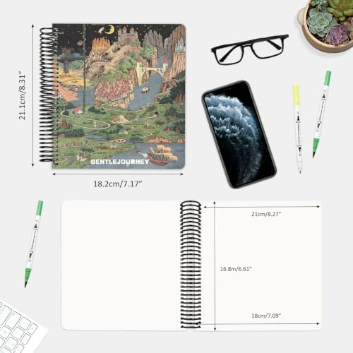 Hardcover Sketchbook,7.2"x8.3"Spiral Bound Drawing Pad,Mirroring World