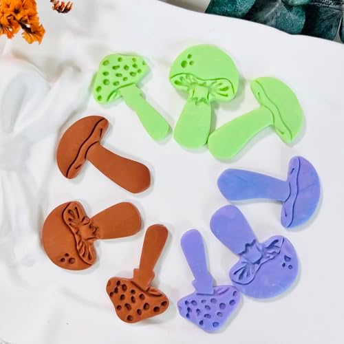 Xaekicr 3pcs Mushroom Clay Cutters – Polymer Clay Cutters for Earrings, Textured Clay Molds, Clay Tools for Polymer Clay Jewelry Making