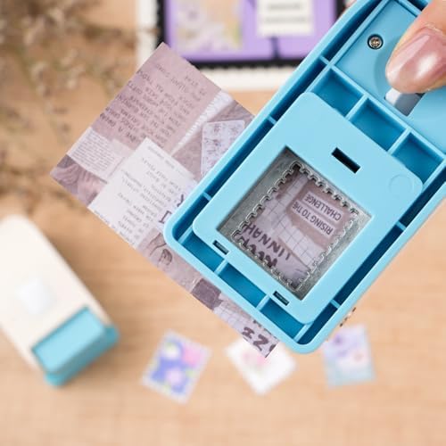 2 Pcs Stamp Punch, 1x0.8inch / 0.6x0.5inch Mini Rectangle Postage Stamps Puncher, Stamp Cutter, Lever Craft Hole Punches, Stamps Shaped Paper Punch for Crafting DIY Scrapbooking Card Making Journaling