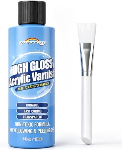 Clear Acrylic Paint Sealer, High Gloss Varnish for Acrylic Painting & Craft | Non-Yellow Clear Coat for Art Clay, Wood, Glass, Metal, Plastic, Protect & Boost Gloss Finish on Canvas, Rock Painting, Model