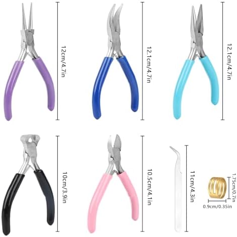 5 Pcs Jewelry Making Pliers Tools, Needle/Round/Chain/Bent/Zipper Pliers
