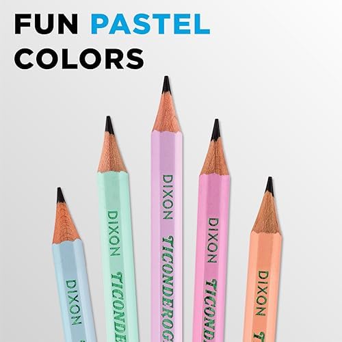 Ticonderoga Wood-Cased Pencils, Pre-Sharpened, #2 HB Soft, Pastel Colors