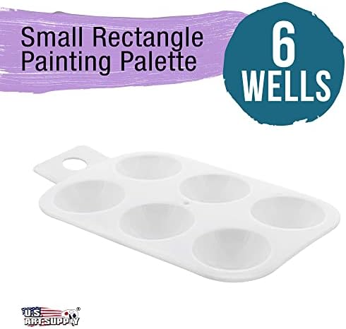 U.S. Art Supply 6-Well Plastic Rectangular Artist Painting Palette