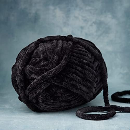 Loops & Threads Sweet Snuggles Yarn - Yarn for Knitting, Crochet, Weaving, and Arts & Crafts - Black, Polyester, 8.8 oz