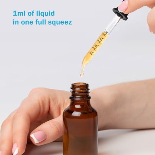 Eye Dropper, 1mL Glass Liquids Pipette Dropper Tool with Measurement Herain