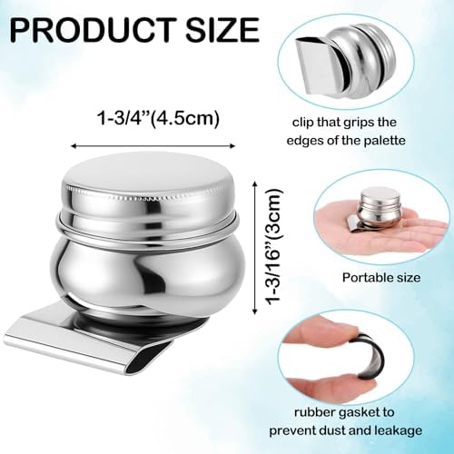 LEIFIDE 3 Pcs Stainless Steel Oil Paint Palette Cups, Drum Shape