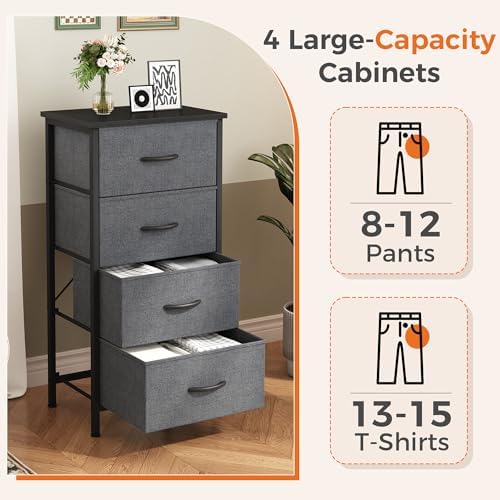 Sweetcrispy Dresser for Bedroom, 4 Drawer Storage Cabinet, Tall Nightstand