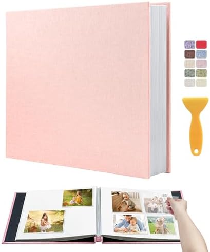 Large Photo Album 20 Sheets/ 40 Pages Self Adhesive Scrapbook Album for 4x6 5x7 8x10 Pictures DIY Photo Book as Scrapbooking Supplies, Birthday Gifts for Women Mom Wedding Baby Family Travel
